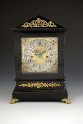 Appraisal: An ebonised and gilt brass mounted bracket clock with a