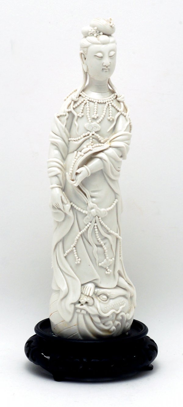 Appraisal: Blanc de Chine figurine White porcelain hollow figurine with fine