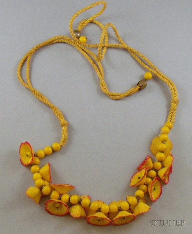 Appraisal: Vintage Early Plastic Floral Fringe Costume Necklace s possibly early