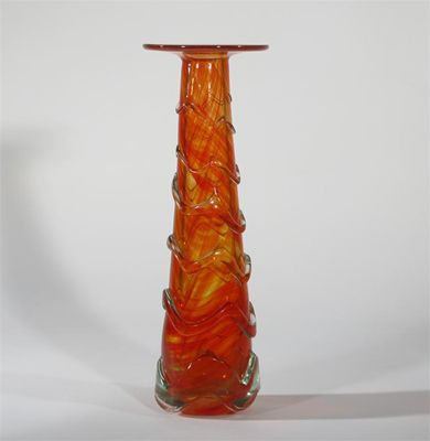 Appraisal: A Mdina glass vase tapering form with everted rim swirling