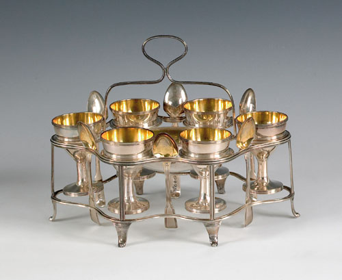 Appraisal: English silver egg cruet ca - bearing the touch of