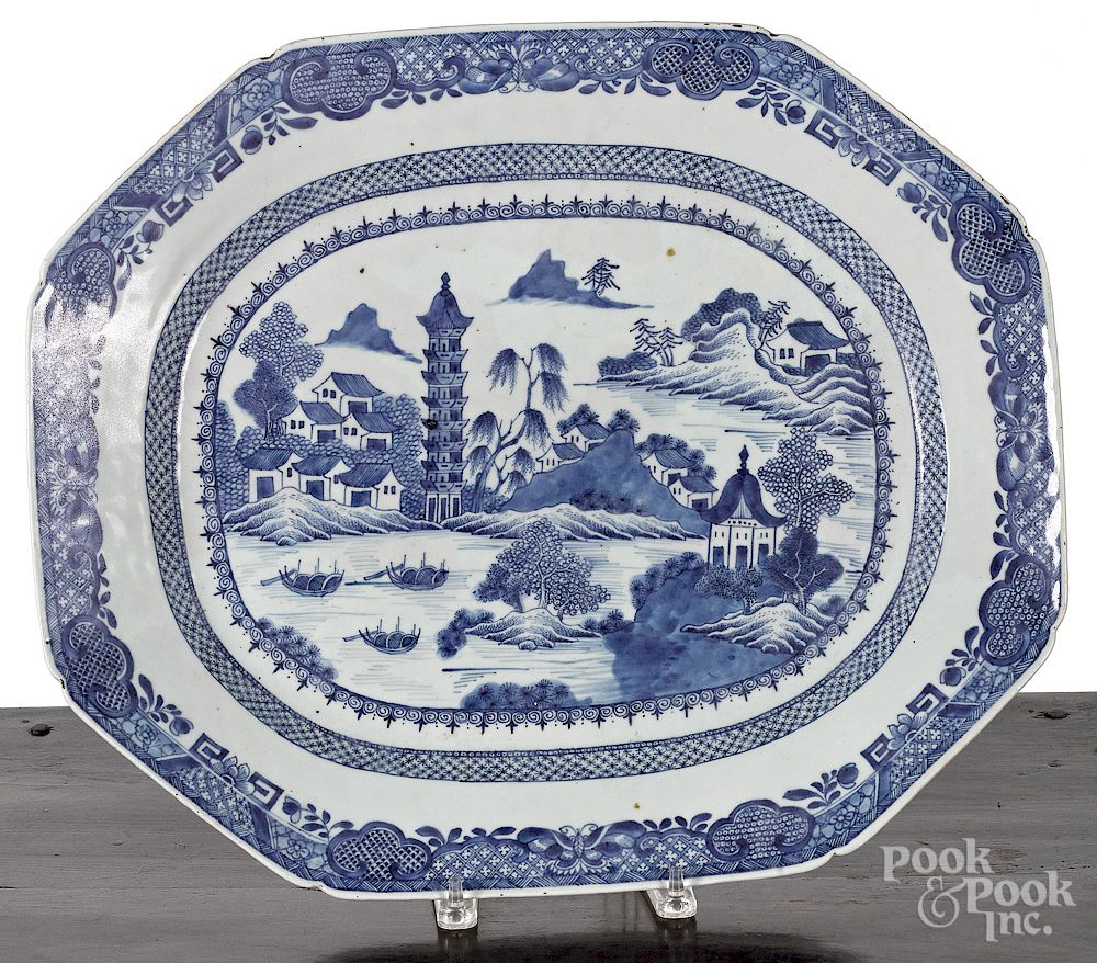 Appraisal: Chinese export blue and white porcelain platter Exclusive on Bidsquare