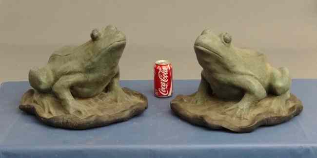 Appraisal: Pair cast iron garden frogs '' W '' Ht