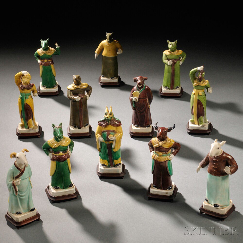 Appraisal: Suite of Twelve Porcelain Zodiac Figurines China mid- th century