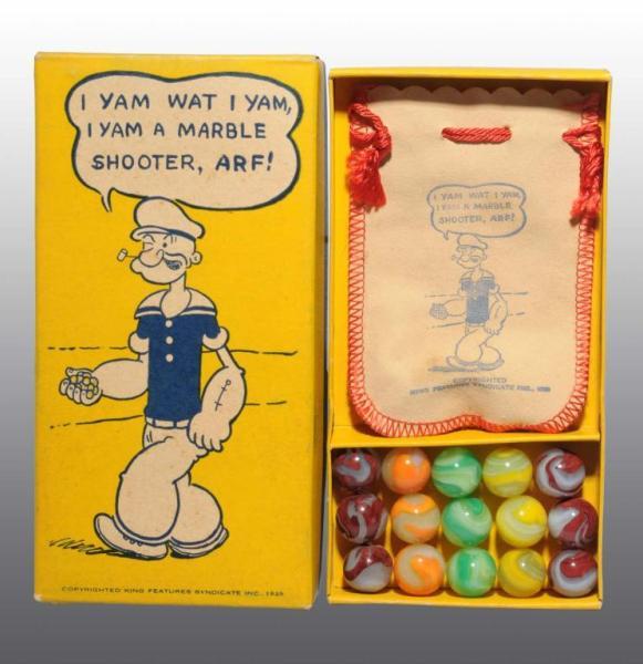 Appraisal: Box of Akro Agate Popeye Marbles Description Marbles consist of