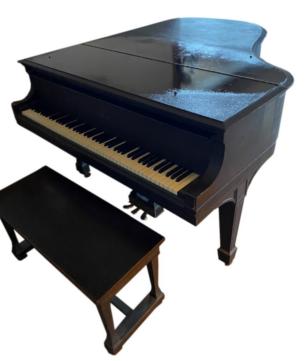 Appraisal: STEINWAY BABY GRAND Black lacquered case Rough finish Damp Chaser