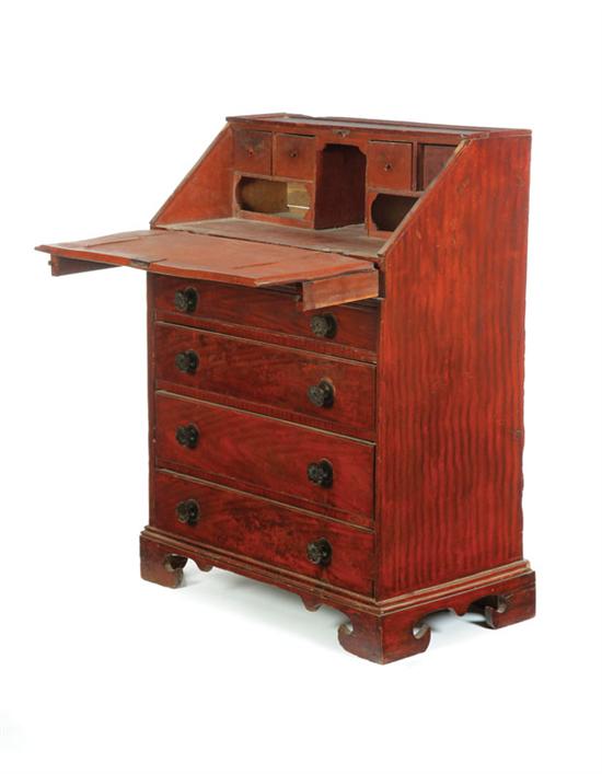 Appraisal: VERNACULAR SLANT-FRONT DESK Nineteenth century mixed woods Four drawers and