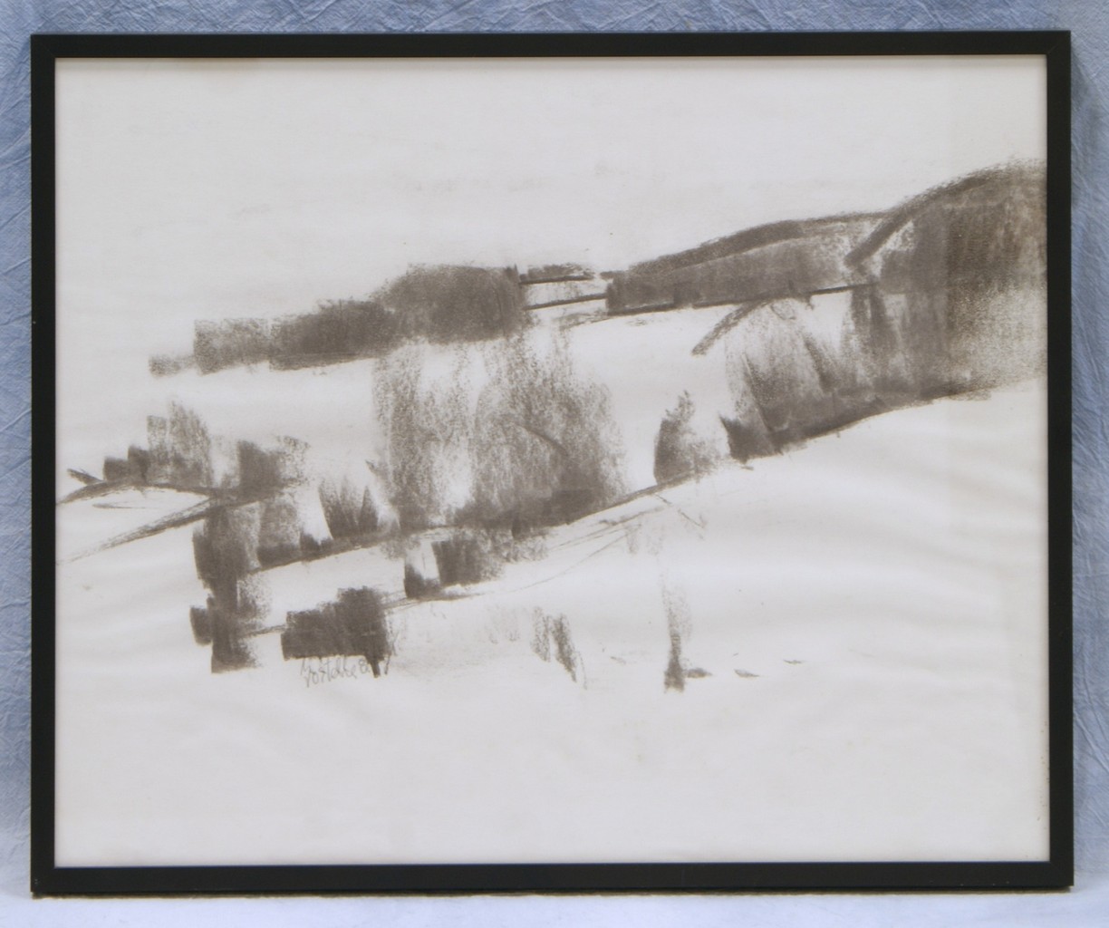 Appraisal: Tom Bostelle American PA - charcoal on papwer Field landscape