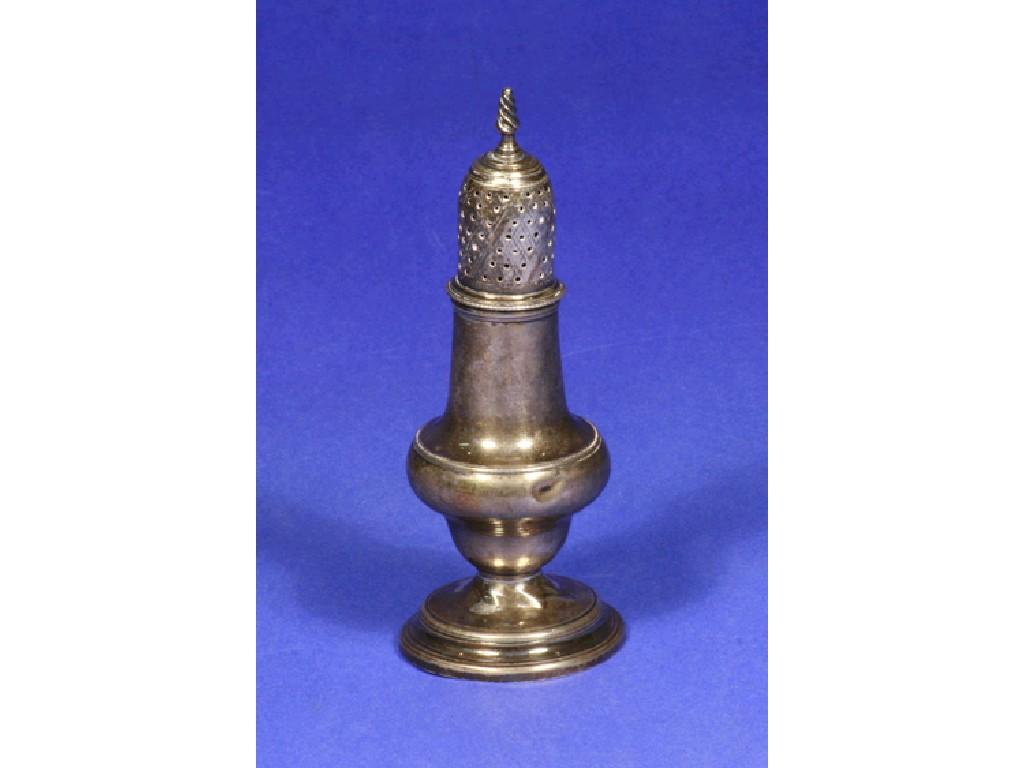 Appraisal: A GEORGE III PEPPER CASTOR of baluster form with high