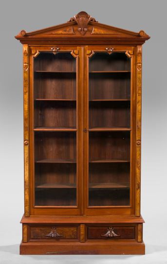 Appraisal: American Renaissance Revival Burled Walnut and Walnut Bookcase third quarter