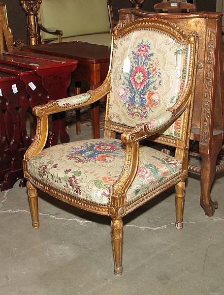 Appraisal: A pair of Louis XVI style bergeres height in width