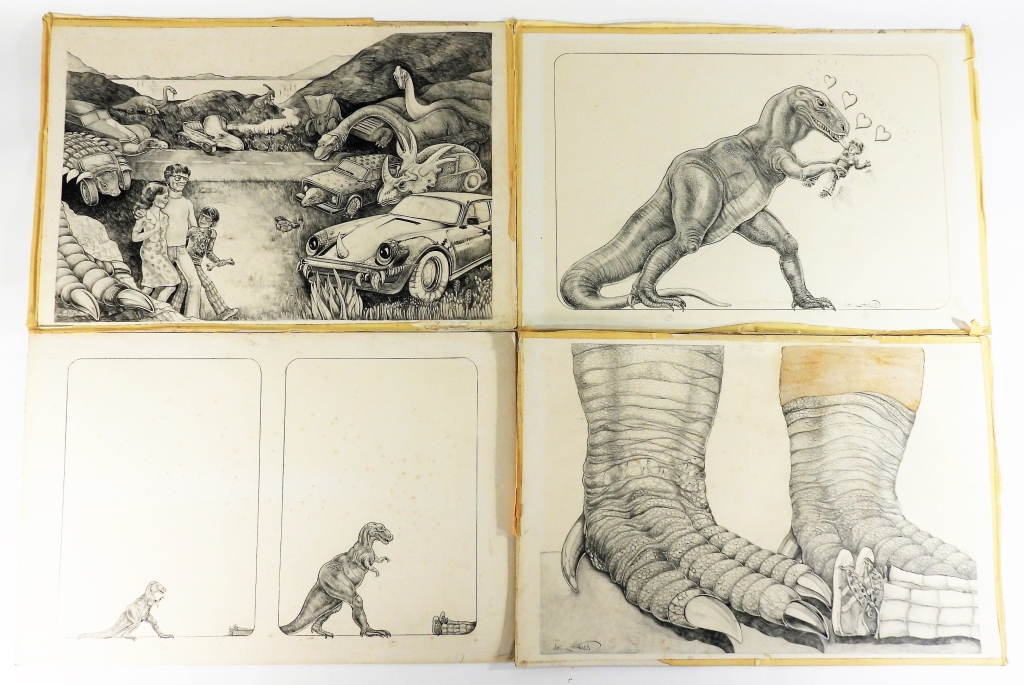 Appraisal: VICTORIA HODGES DINOSAUR T-REX FANTASY DRAWINGS New York th CenturyIncludes