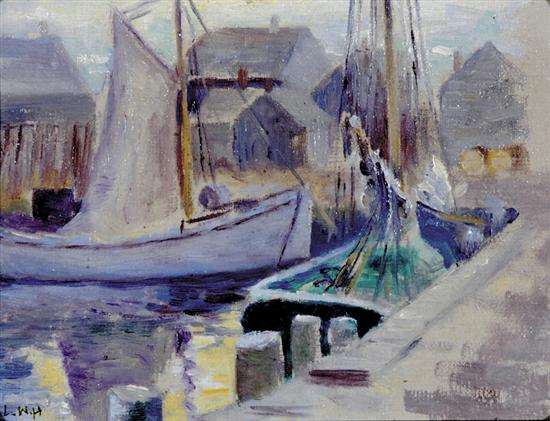 Appraisal: Lucius Wolcott Hitchcock New York - DOCK SCENE oil on