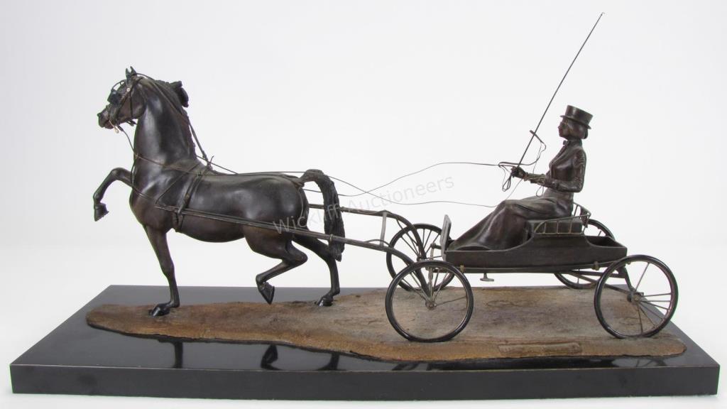 Appraisal: William Dewitt Morgan Show Horse and Carriage William Dewitt US