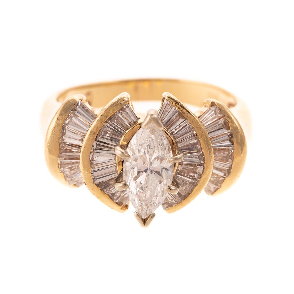 Appraisal: A Marquise Diamond Engagement Ring in K K yellow gold