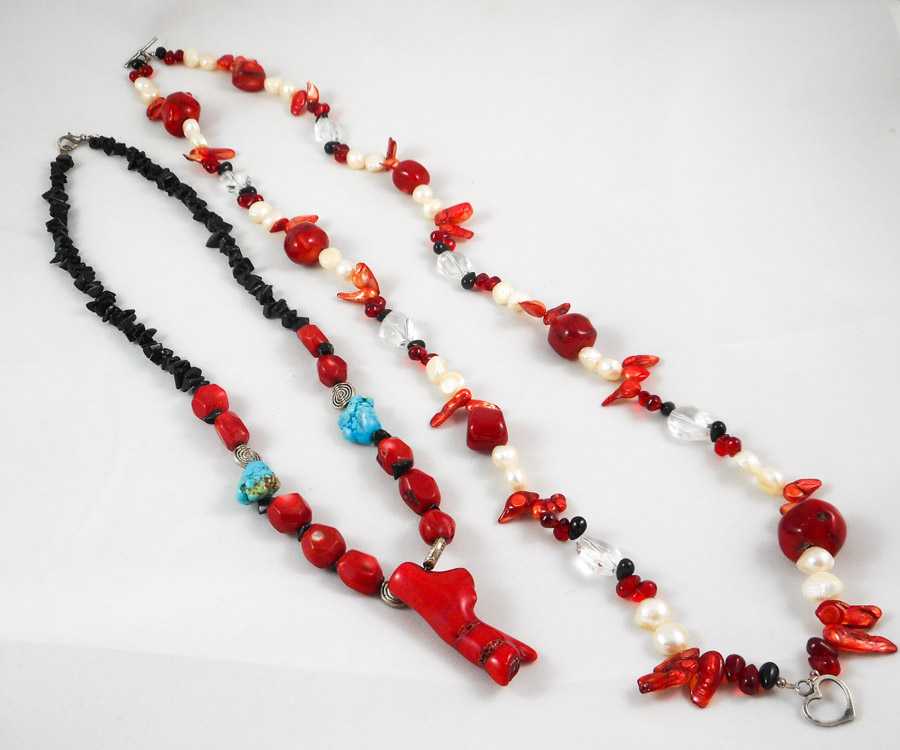 Appraisal: TWO MULTI COLOR GEMSTONE NECKLACES including a inch necklace featuring