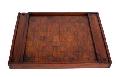 Appraisal: A Victorian draughts chess board one side inlaid squares the