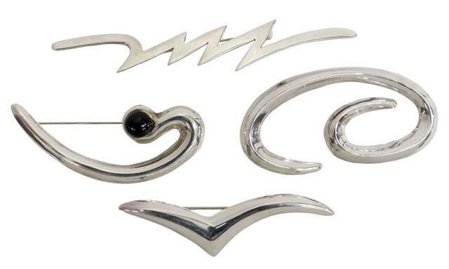 Appraisal: lot of Modernist sterling silver brooches Mexico including Taxco lightning-bolt