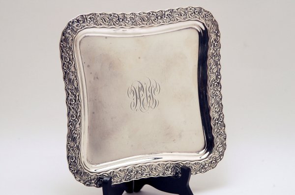 Appraisal: Gorham sterling silver card tray square in shape with stepped