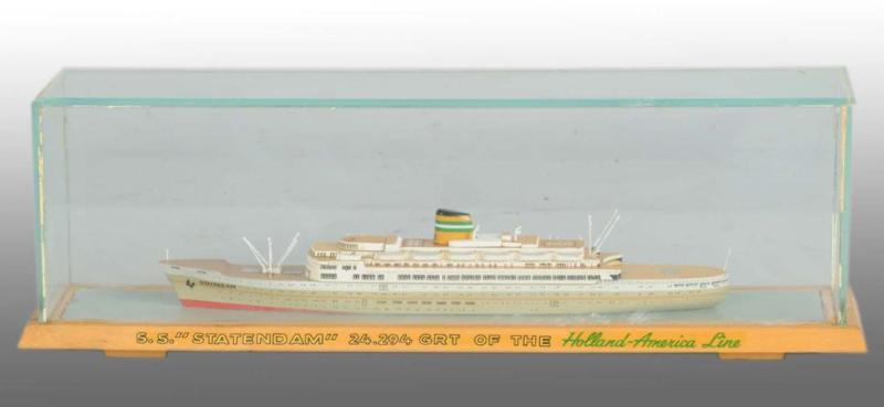 Appraisal: Desktop Glass Enclosed SS Statendam Ship Model Description Complete and