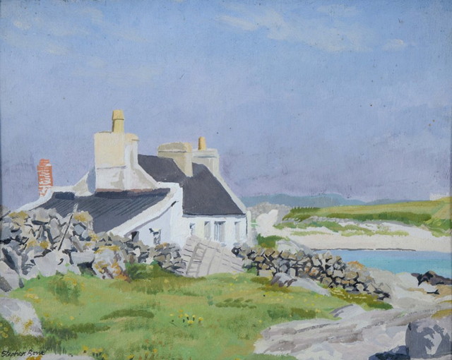 Appraisal: STEPHEN BONE - 'The Cottage Ballyconneely' signed oils on board