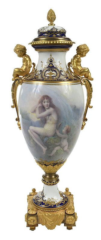 Appraisal: S vres or S vres Style Hand Painted Porcelain Urn