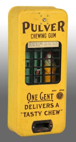 Appraisal: Yellow Pulver Gum Dispenser Machine Description Working Original paint with