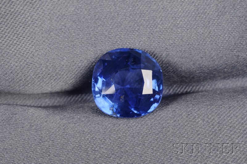 Appraisal: Unmounted Sapphire the cushion-shape faceted sapphire weighing cts with small