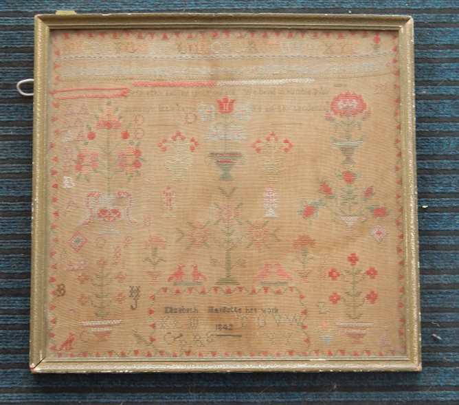 Appraisal: A mid thC wool work sampler by Elizabeth Mardetts dated