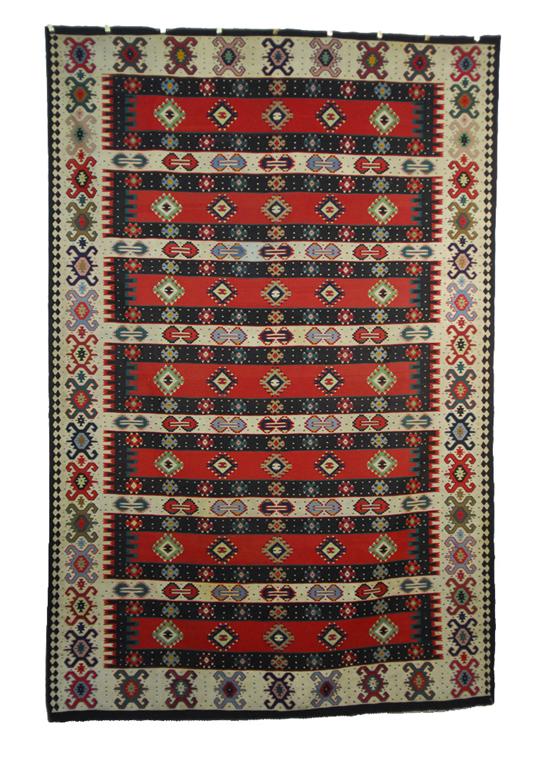 Appraisal: BALKAN KILIM early th century feet inches x feet inches