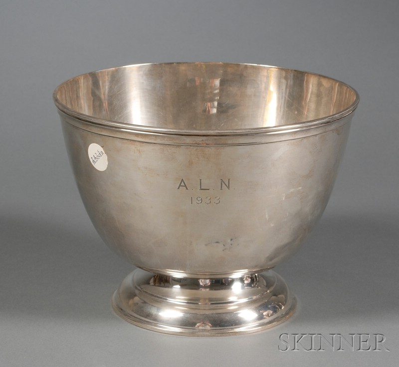 Appraisal: Gebelein Sterling Harvard Owl Club Punch Bowl Boston c slightly