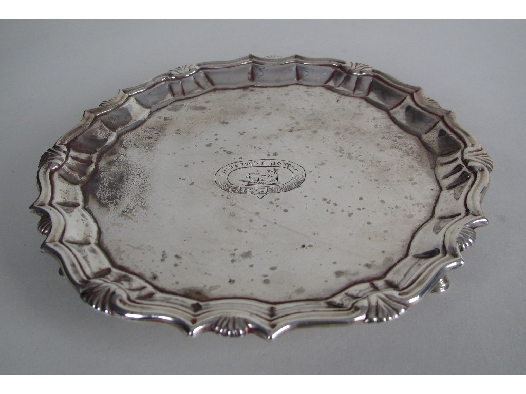 Appraisal: A George II silver card tray with central boar's crest