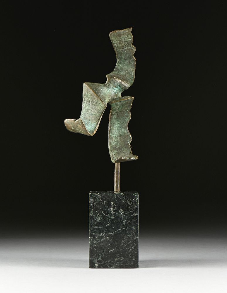 Appraisal: AMERICAN SCHOOL th century A MODERNIST PATINATED BRONZE SCULPTURE AMERICAN