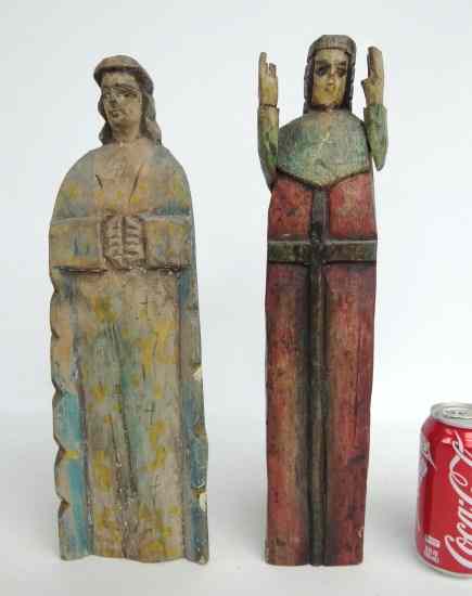 Appraisal: Lot two painted wooden Santos carvings '' and '' Ht