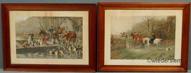 Appraisal: Two framed foxhunting prints home by the Ferry'' ''x ''