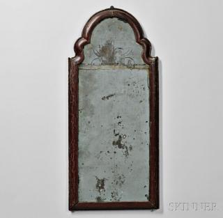 Appraisal: Red Brown-painted Mirror probably England early th century the shaped