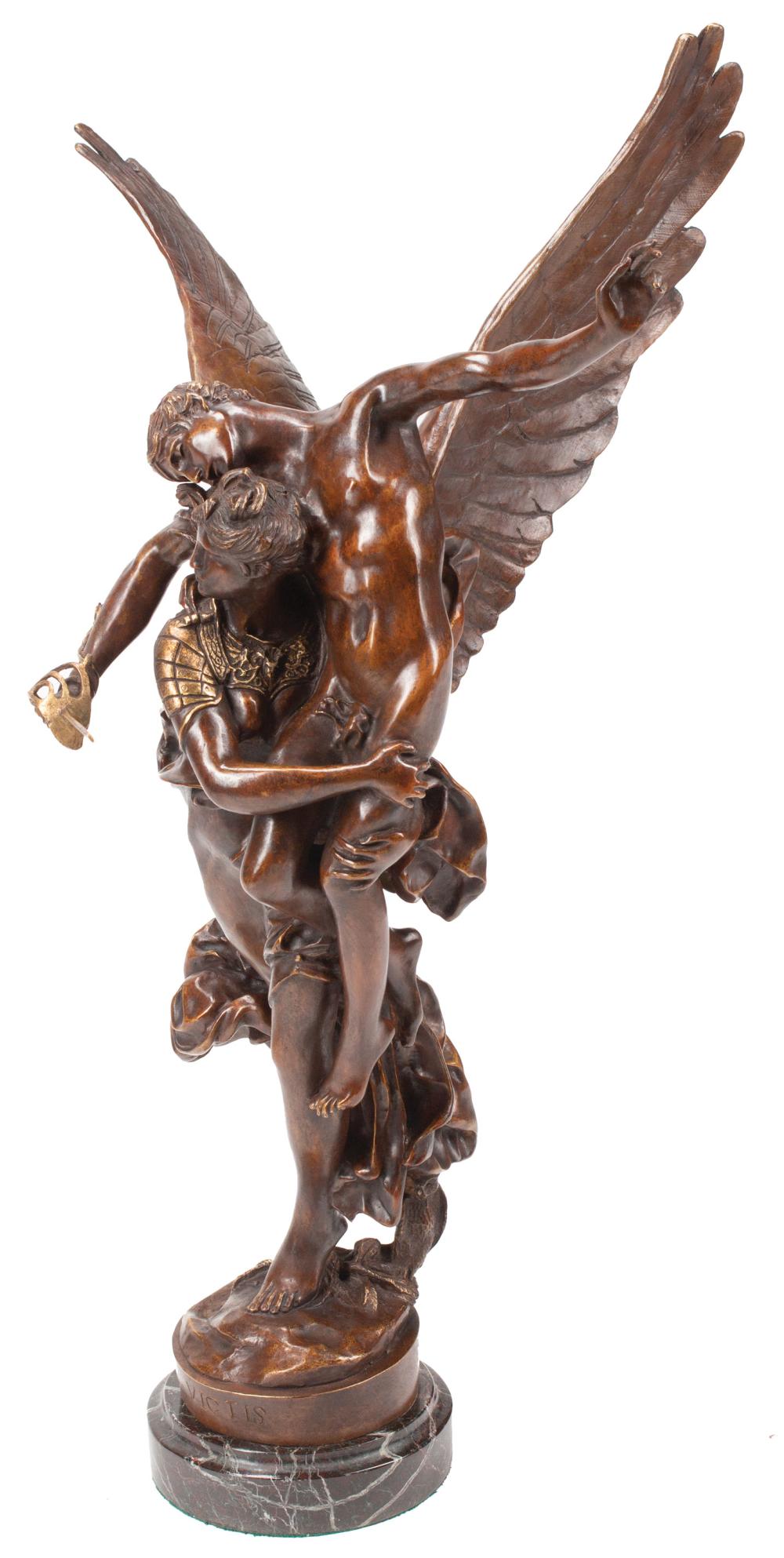 Appraisal: Patinated and Gilt Figural Group of Gloria Victis after Marius-Jean-Antonin