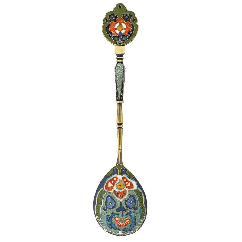 Appraisal: FABERGE RUSSIAN SILVER GILT CLOISONNE SPOON Handle terminal and bowl