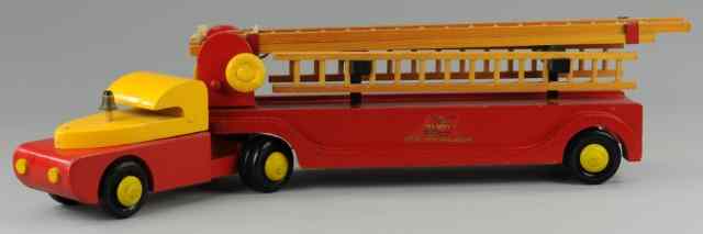 Appraisal: BUDDY 'L' WOODEN HOOK LADDER TRUCK C red and yellow