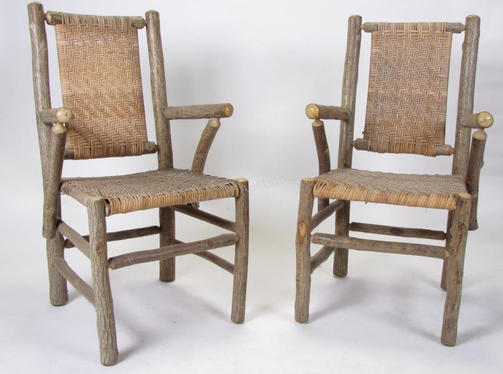 Appraisal: A pair of Old Hickory Shelbyville IN armchairs woven seat