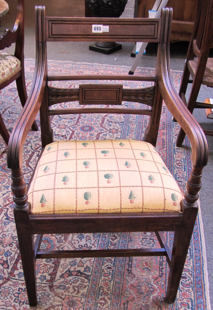 Appraisal: A set of six th century open mahogany dining chairs