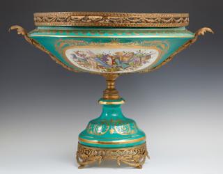 Appraisal: Large Sevres Style Gilt Bronze Mounted Porcelain C Large Sevres