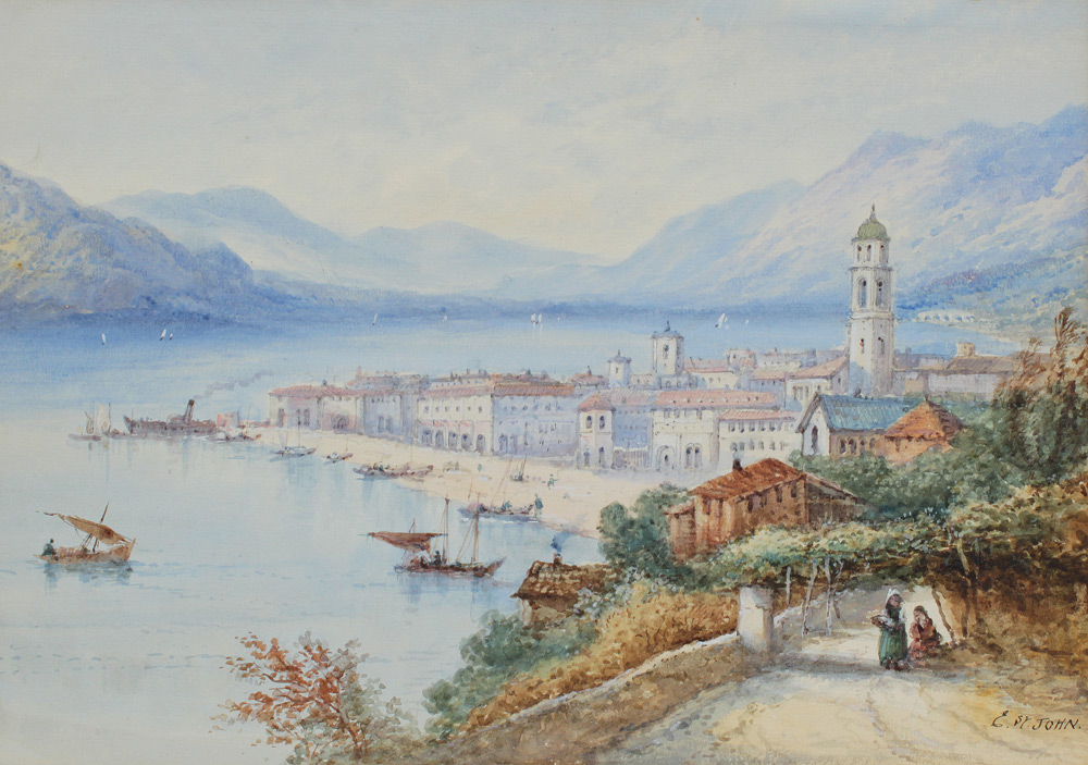 Appraisal: ST JOHN Edwin United Kingdom - ''Lake Como'' Watercolor ''