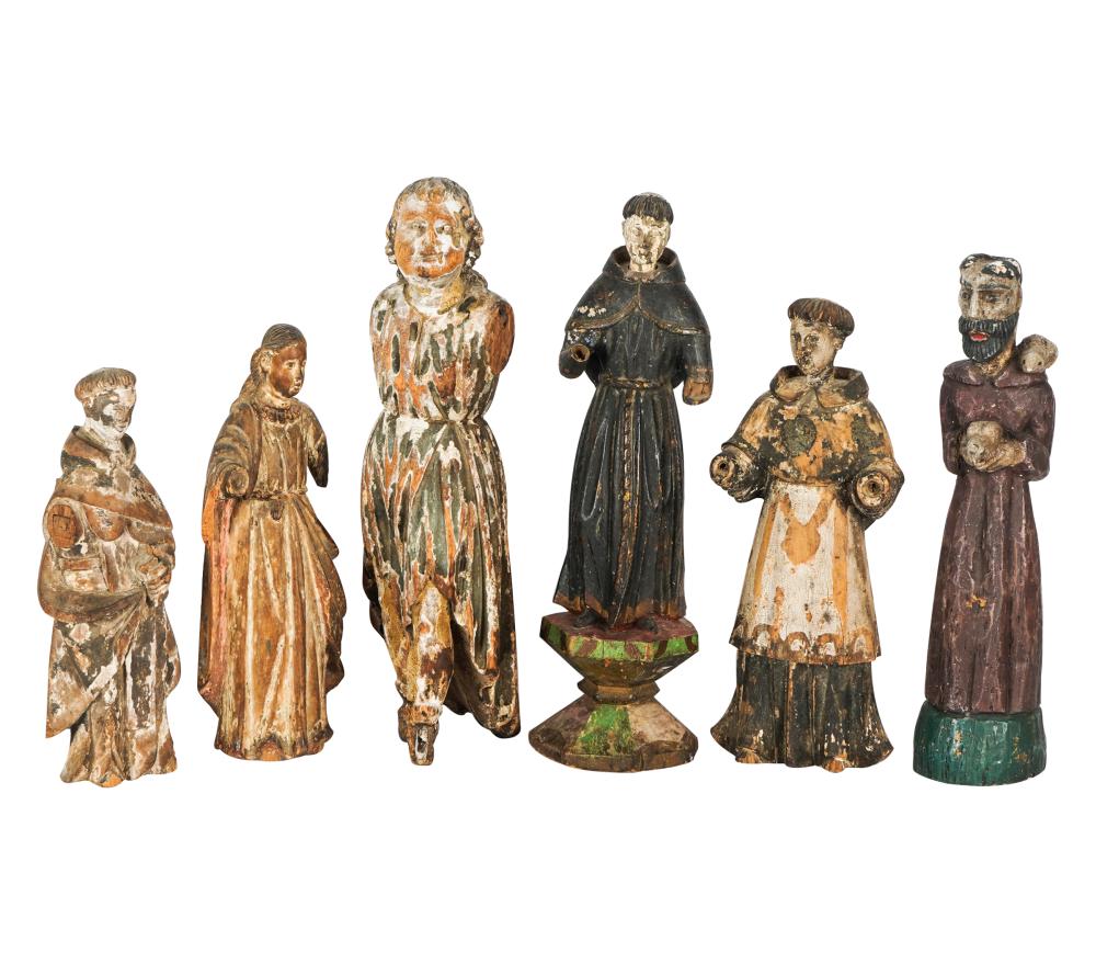 Appraisal: SIX CARVED SANTO FIGURESpainted wood ranging from to inches Condition