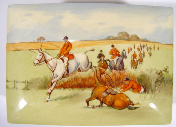 Appraisal: Royal Doulton cigarette box and cover decorated with hunting scenes