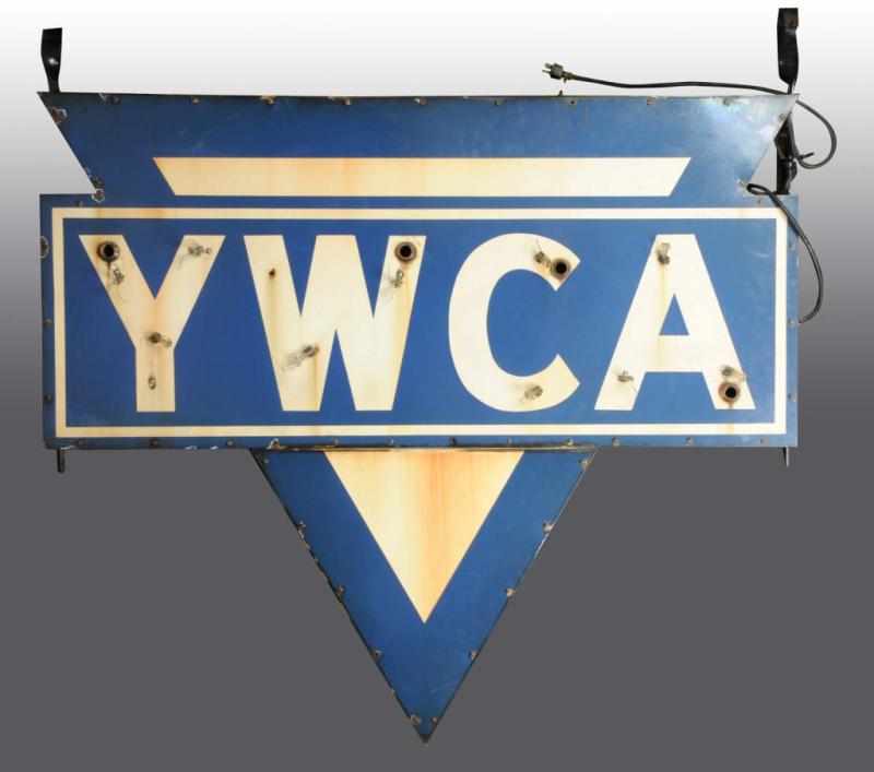 Appraisal: YWCA Sign Description light-up blue white w triangle on bottom