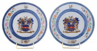 Appraisal: Pair Chinese Export Porcelain Armorial Plates circa Arms of Clifford