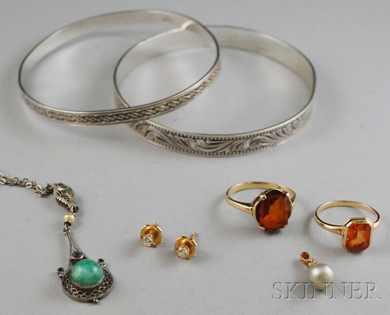 Appraisal: Small Group of Jewelry two gold and citrine rings one