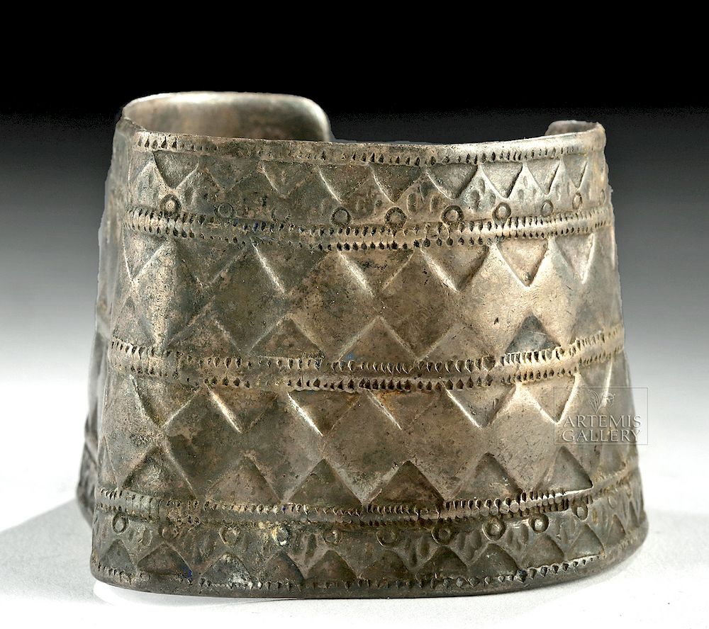 Appraisal: Ancient Persian Parthian Silver Cuff Bracelet Originally Listed At Ancient