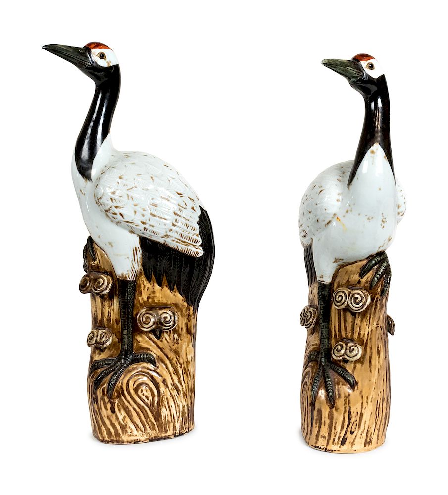 Appraisal: A Pair of Chinese Porcelain Figures of Cranes A Pair